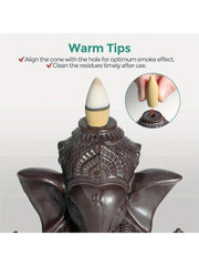 1pc Ganesha Waterfall Incense Burner, Ceramic Backflow Censer Incense Holder, Yoga Aromatherapy Elephant Ornament Home Decor-Health Wisdom™