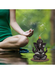 1pc Ganesha Waterfall Incense Burner, Ceramic Backflow Censer Incense Holder, Yoga Aromatherapy Elephant Ornament Home Decor-Health Wisdom™