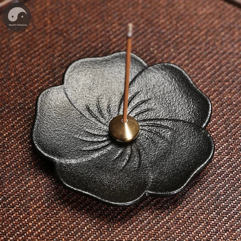 1pc Handmade Ceramic Plum Blossom Incense Burner Copper Incense Stick Holder for Home Relaxation Decor Tea Pet (Without Incense）-Health Wisdom™