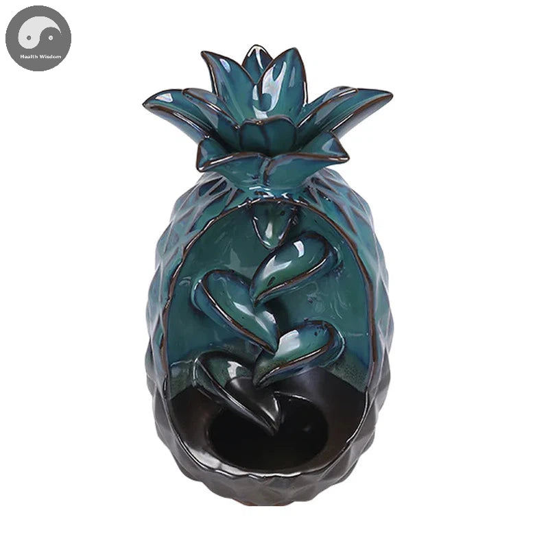 1pc, Handmade Pineapple Incense Burner, Home Decorations Ceramics Pineapple Waterfall Backflow Incense Burner (Without Incense)-Health Wisdom™
