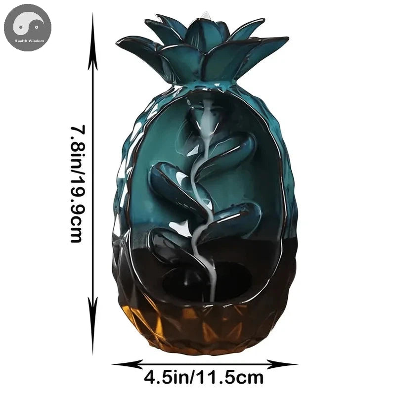 1pc, Handmade Pineapple Incense Burner, Home Decorations Ceramics Pineapple Waterfall Backflow Incense Burner (Without Incense)-Health Wisdom™