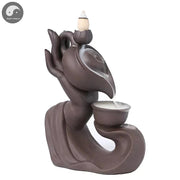 1pc, Handmade Purple Clay Handiwork Home Ornament Buddha Hand Tea Pot Design Zen Backflow Incense Burner (Without Incense）-Health Wisdom™