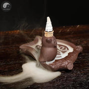 1pc, Handmade Purple Clay Incense Burner The Owl LOVE Backflow Incense Holder Home Decorate Handiwork Ceramic Incense Censer-Health Wisdom™
