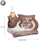 1pc, Handmade Purple Clay Incense Burner The Owl LOVE Backflow Incense Holder Home Decorate Handiwork Ceramic Incense Censer-Health Wisdom™