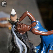 1pc Handmade Resin Backflow Incense Burner Home Decor Decorations Yoga Girl Incense Burner Home Decoration (Without Incense)-Health Wisdom™
