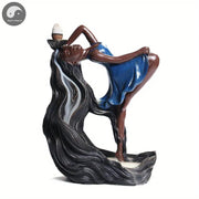 1pc Handmade Resin Backflow Incense Burner Home Decor Decorations Yoga Girl Incense Burner Home Decoration (Without Incense)-Health Wisdom™