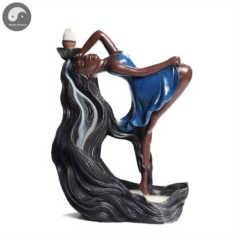 1pc Handmade Resin Backflow Incense Burner Home Decor Decorations Yoga Girl Incense Burner Home Decoration (Without Incense)-Health Wisdom™