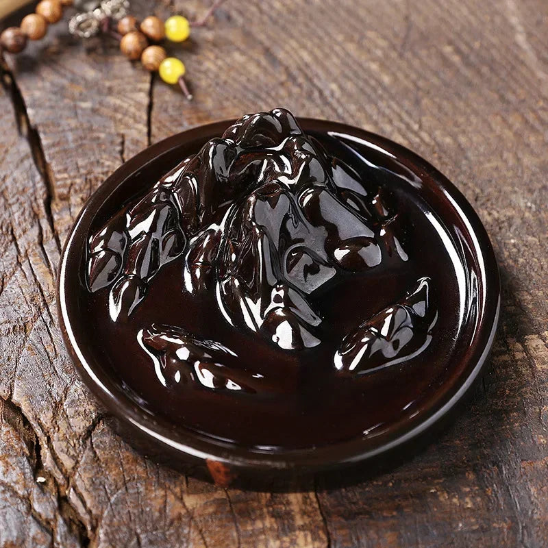 1pc Incense Burner Ceramic Alpine Flow Water Inverted Incense Burner Creative Backflow Incense Burner Ornament Without Incense-Health Wisdom™