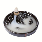 1pc Incense Burner Ceramic Alpine Flow Water Inverted Incense Burner Creative Backflow Incense Burner Ornament Without Incense-Health Wisdom™