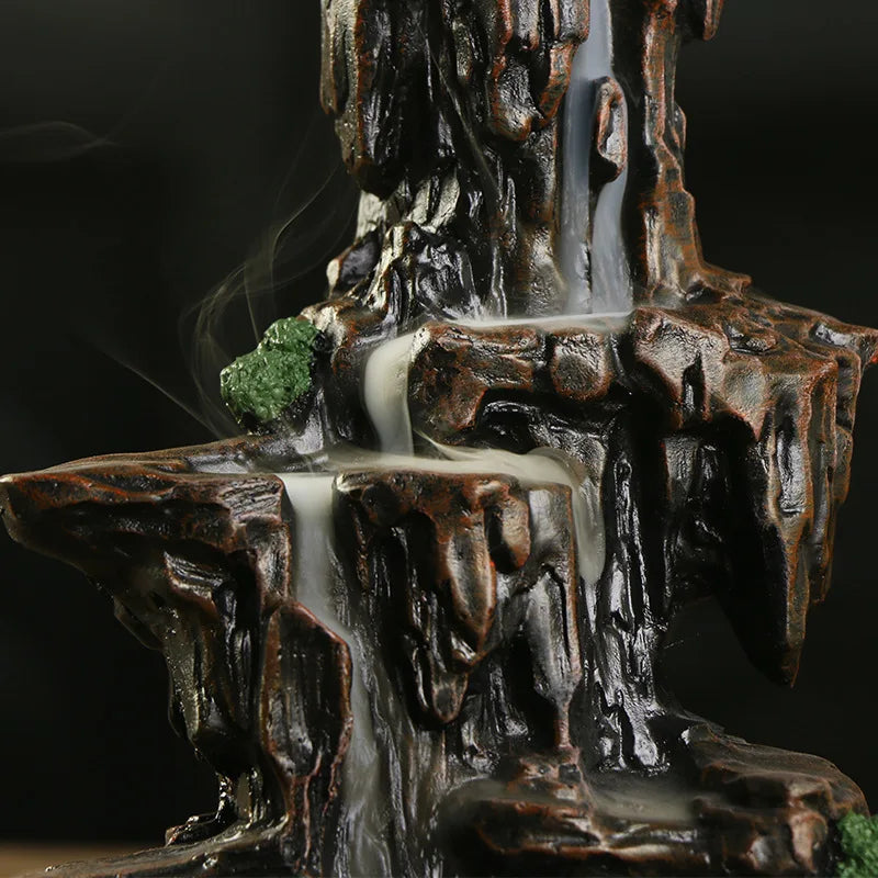 1pc, Incense Cones Burner, Incense Burner Holder Resin Backflow Incense Burner Mountain Stream Censer Holder (Without Incense)-Health Wisdom™