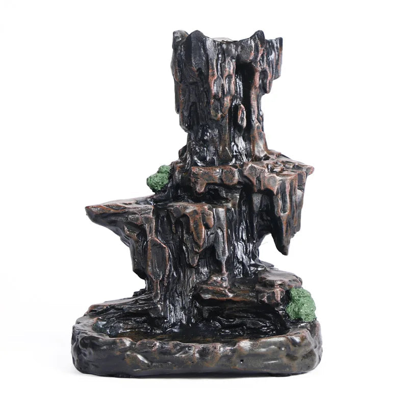 1pc, Incense Cones Burner, Incense Burner Holder Resin Backflow Incense Burner Mountain Stream Censer Holder (Without Incense)-Health Wisdom™