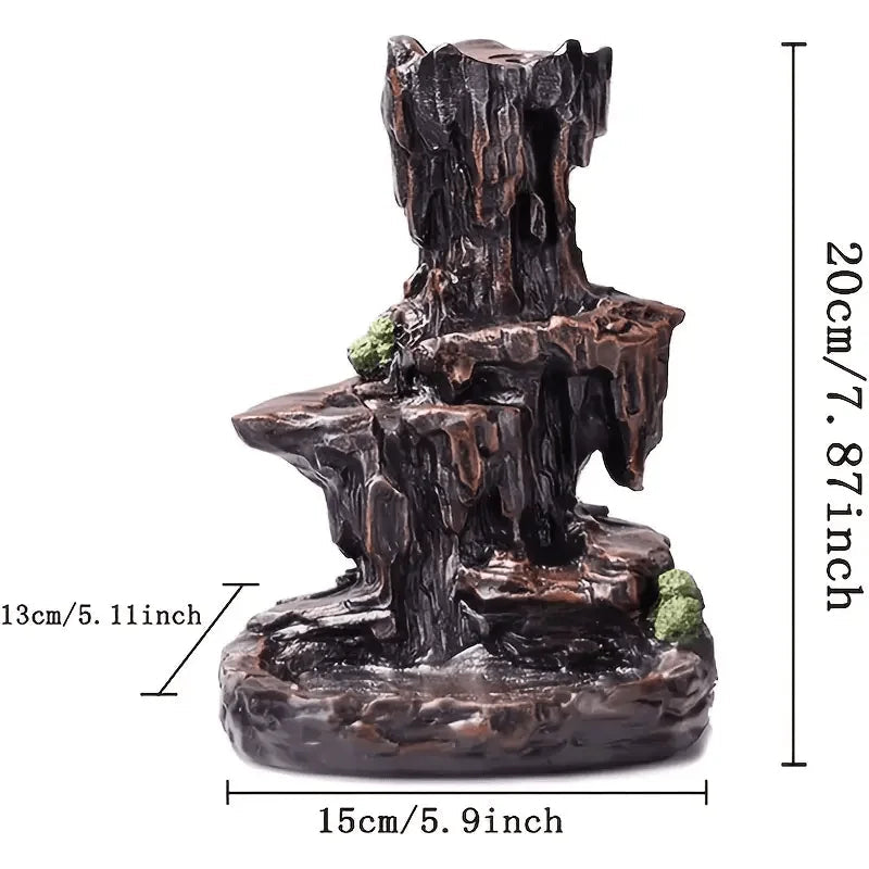 1pc, Incense Cones Burner, Incense Burner Holder Resin Backflow Incense Burner Mountain Stream Censer Holder (Without Incense)-Health Wisdom™