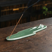 1pc, Incense Stick Holder Celadon Green Ceramic Handicrafts Incense Stick Holder Censer Home Decor Zen Meditation Yoga Ornament-Health Wisdom™
