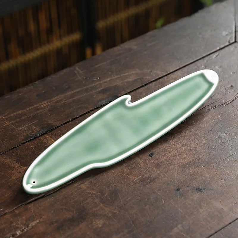1pc, Incense Stick Holder Celadon Green Ceramic Handicrafts Incense Stick Holder Censer Home Decor Zen Meditation Yoga Ornament-Health Wisdom™