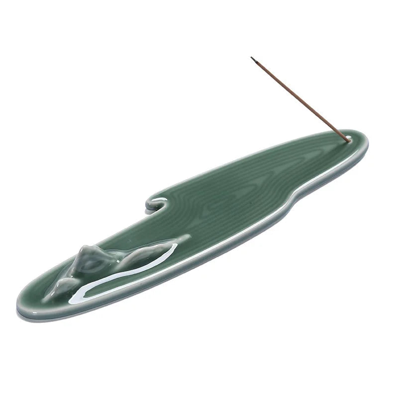 1pc, Incense Stick Holder Celadon Green Ceramic Handicrafts Incense Stick Holder Censer Home Decor Zen Meditation Yoga Ornament-Health Wisdom™