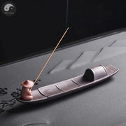 1pc Incense Stick Holder, Zen Meditation Purple Clay Fisherman Fishing Incense Stick Holder Home Decor (Without Incense)-Health Wisdom™