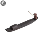 1pc Incense Stick Holder, Zen Meditation Purple Clay Fisherman Fishing Incense Stick Holder Home Decor (Without Incense)-Health Wisdom™