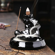 1pc, Incense Waterfall Holder, Backflow Incense Burner, Ceramic Lotus Smoke Fountain Incense Falls, Home Room Desk Zen Decor-Health Wisdom™