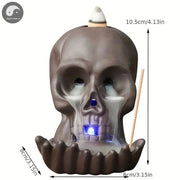 1pc LED Waterfall Dragon Incense Burner Skull Backflow Incense Burner Halloween Home Decor Home Aromatherapy (Without Incense)-Health Wisdom™