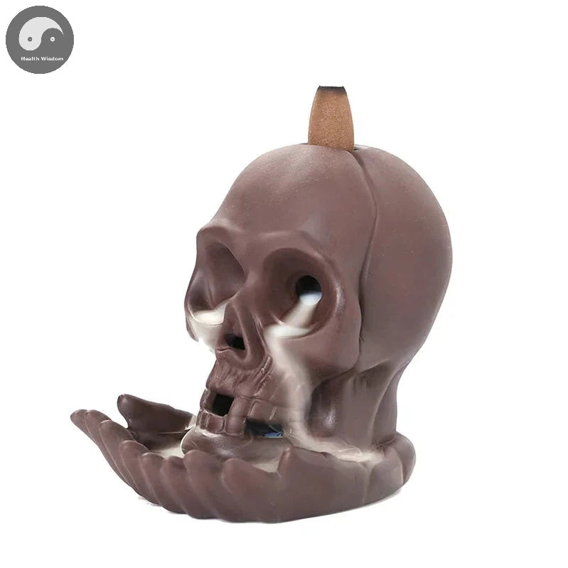 1pc LED Waterfall Dragon Incense Burner Skull Backflow Incense Burner Halloween Home Decor Home Aromatherapy (Without Incense)-Health Wisdom™
