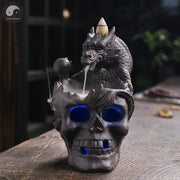 1pc LED Waterfall Dragon Incense Burner Skull Backflow Incense Burner Halloween Home Decor Home Aromatherapy (Without Incense)-Health Wisdom™