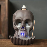 1pc LED Waterfall Incense Burner Skull Backflow Incense Burner Halloween Decoration Creative Home Aromatherapy（Without Incense）-Health Wisdom™