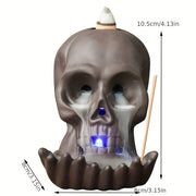 1pc LED Waterfall Incense Burner Skull Backflow Incense Burner Halloween Decoration Creative Home Aromatherapy（Without Incense）-Health Wisdom™