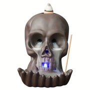 1pc LED Waterfall Incense Burner Skull Backflow Incense Burner Halloween Decoration Creative Home Aromatherapy（Without Incense）-Health Wisdom™