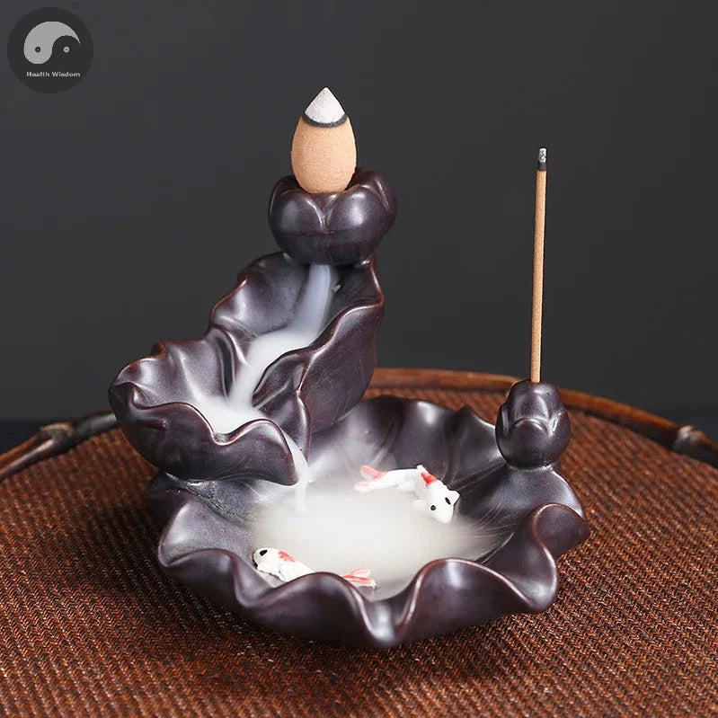1pc, Lotus Backflow Incense Burner Incense Stick Holder Ceramic Incense Burner Holder, Home Decor, Room Decor (Without Incense)-Health Wisdom™