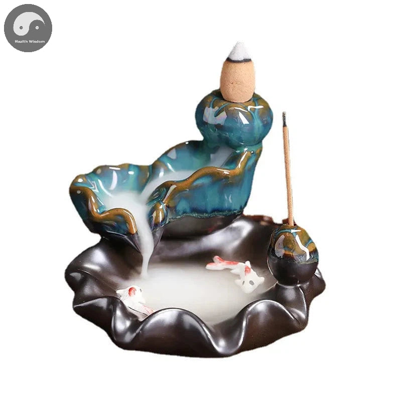 1pc, Lotus Backflow Incense Burner Incense Stick Holder Ceramic Incense Burner Holder, Home Decor, Room Decor (Without Incense)-Health Wisdom™