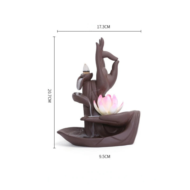 1pc, Lotus Waterfall Incense Holder Ceramic Handicrafts, Aromatherapy for Home Decor, Office, Yoga, Relaxation (Without Incense）-Health Wisdom™