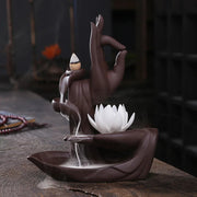 1pc, Lotus Waterfall Incense Holder Ceramic Handicrafts, Aromatherapy for Home Decor, Office, Yoga, Relaxation (Without Incense）-Health Wisdom™