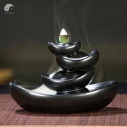1pc Lucky Fortune Mascot Classic Black Ceramic Backflow Incense Burner Yoga Assuaging and Calming Home Decor Zen Meditation Set-Health Wisdom™