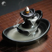 1pc Lucky Fortune Mascot Classic Black Ceramic Backflow Incense Burner Yoga Assuaging and Calming Home Decor Zen Meditation Set-Health Wisdom™
