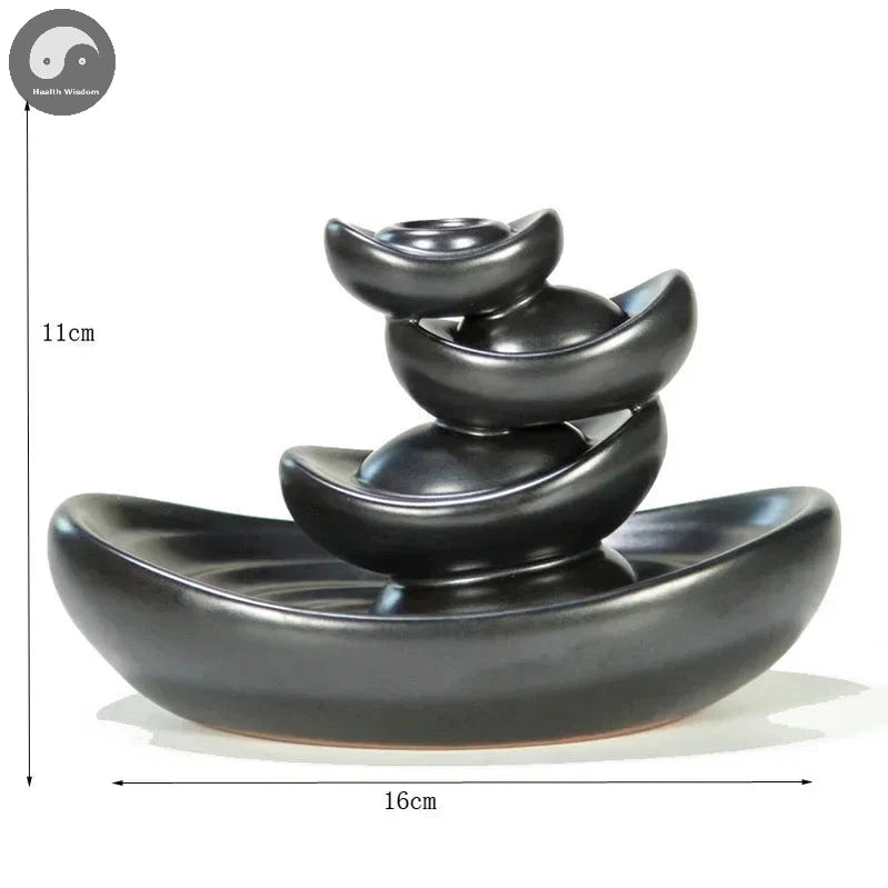 1pc Lucky Fortune Mascot Classic Black Ceramic Backflow Incense Burner Yoga Assuaging and Calming Home Decor Zen Meditation Set-Health Wisdom™