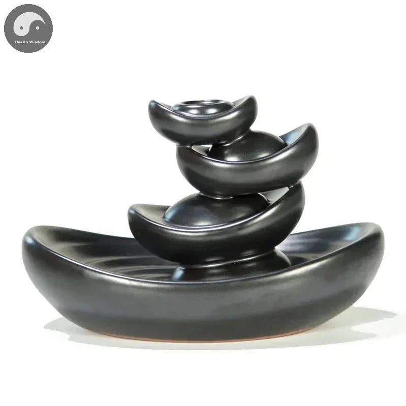 1pc Lucky Fortune Mascot Classic Black Ceramic Backflow Incense Burner Yoga Assuaging and Calming Home Decor Zen Meditation Set-Health Wisdom™