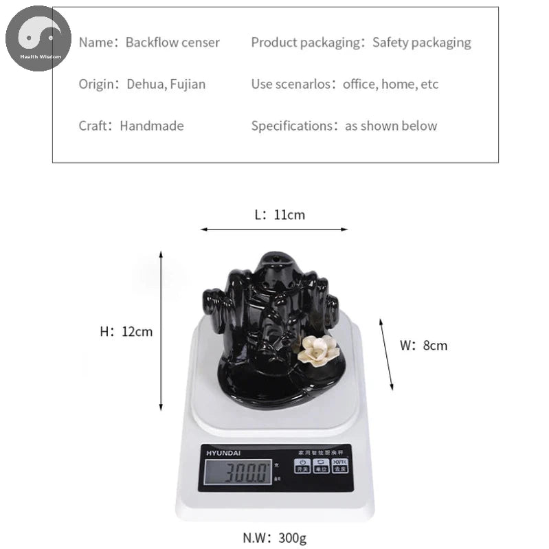 1pc, Lucky Lotus Ceramic Sandalwood Incense Burner Backflow Incense Burner Incense Stick Holder , Home Decor (Without Incense)-Health Wisdom™