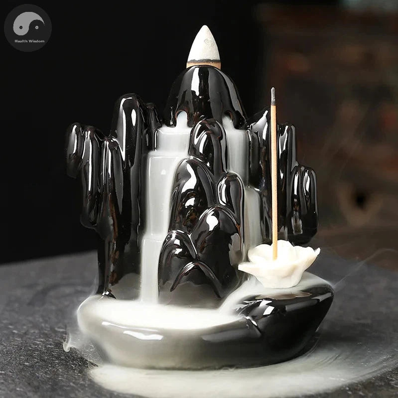 1pc, Lucky Lotus Ceramic Sandalwood Incense Burner Backflow Incense Burner Incense Stick Holder , Home Decor (Without Incense)-Health Wisdom™