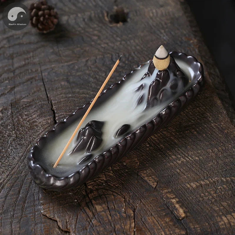 1pc Mountain Backflow Incense Burner Incense Stick Holder Aromatherapy Purple Clay Censer Zen Yoga Hond Decor (Without Incense）-Health Wisdom™