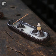 1pc Mountain Backflow Incense Burner Incense Stick Holder Aromatherapy Purple Clay Censer Zen Yoga Hond Decor (Without Incense）-Health Wisdom™