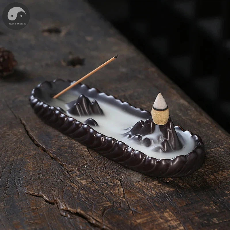 1pc Mountain Backflow Incense Burner Incense Stick Holder Aromatherapy Purple Clay Censer Zen Yoga Hond Decor (Without Incense）-Health Wisdom™