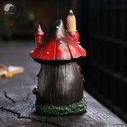 1pc Mushroom House Resin Handicraft Home Ornaments Backflow Incense Burner (Without Incense Cones)-Health Wisdom™