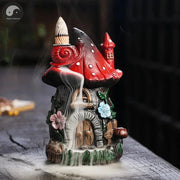 1pc Mushroom House Resin Handicraft Home Ornaments Backflow Incense Burner (Without Incense Cones)-Health Wisdom™