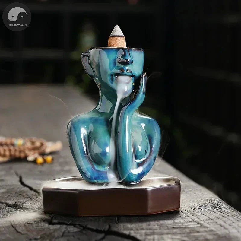 1pc, Pretty Woman Ceramic Handicrafts Home Decorate Backflow Incense Burner Incense Censer (Without Incense)-Health Wisdom™