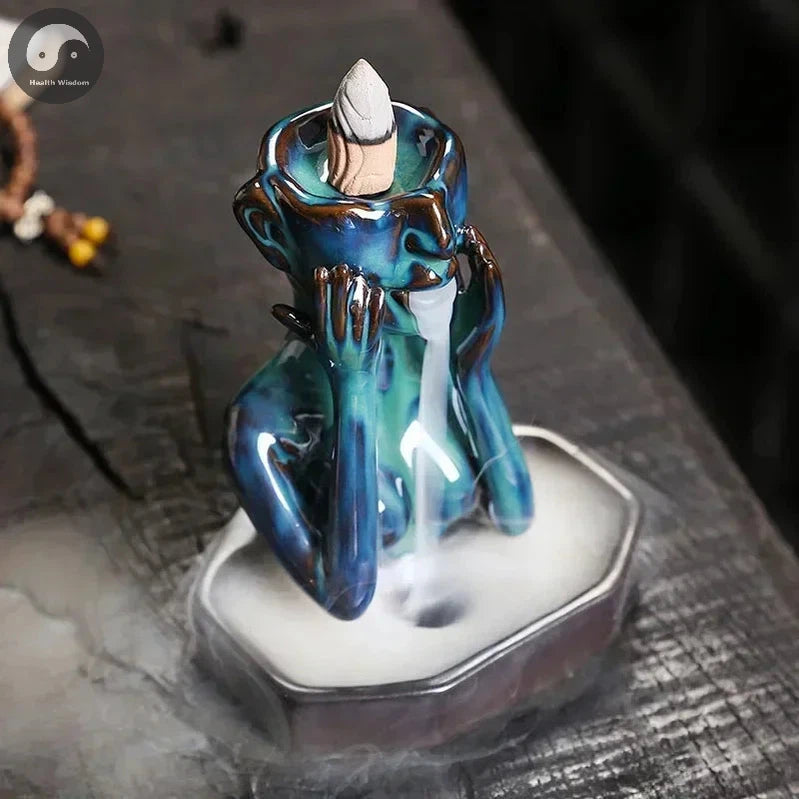 1pc, Pretty Woman Ceramic Handicrafts Home Decorate Backflow Incense Burner Incense Censer (Without Incense)-Health Wisdom™