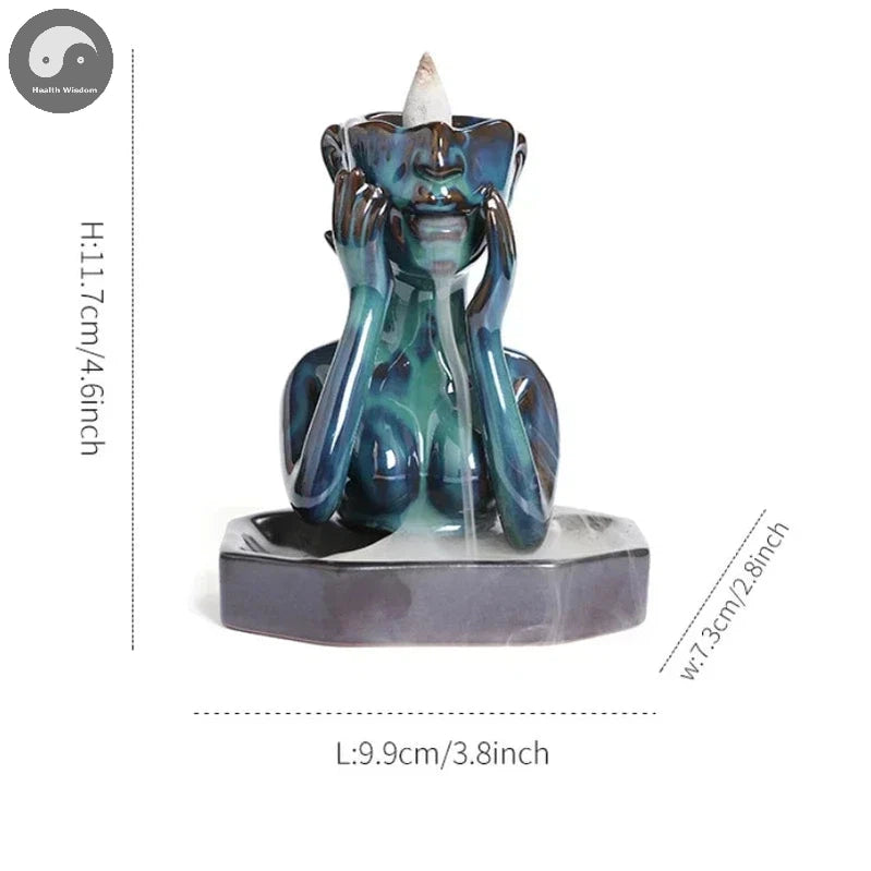 1pc, Pretty Woman Ceramic Handicrafts Home Decorate Backflow Incense Burner Incense Censer (Without Incense)-Health Wisdom™
