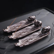 1pc, Purple Clay Backflow Incense Burner With Elephant Rhino Hippo Design Incense Stick Holder for Aromatherapy and Home Decor-Health Wisdom™