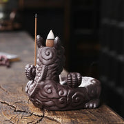 1pc, Purple Clay Handmade Dragon Backflow Incense Burner Lucky Home Decorations Feng Shui Wealth Transfer Ball Burner Tea Pet-Health Wisdom™