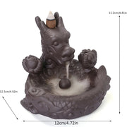 1pc, Purple Clay Handmade Dragon Backflow Incense Burner Lucky Home Decorations Feng Shui Wealth Transfer Ball Burner Tea Pet-Health Wisdom™