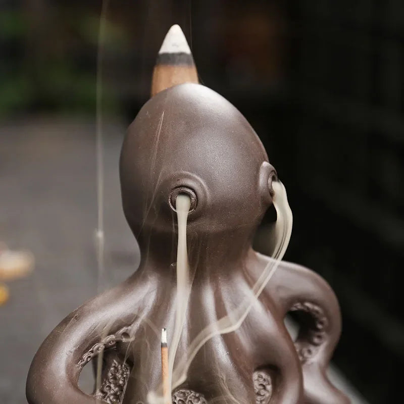 1pc Purple Clay Incense Burner With Creative Octopus Ocean Animal Backflow Incense Holder Incense Stick Burner (Without Incense)-Health Wisdom™